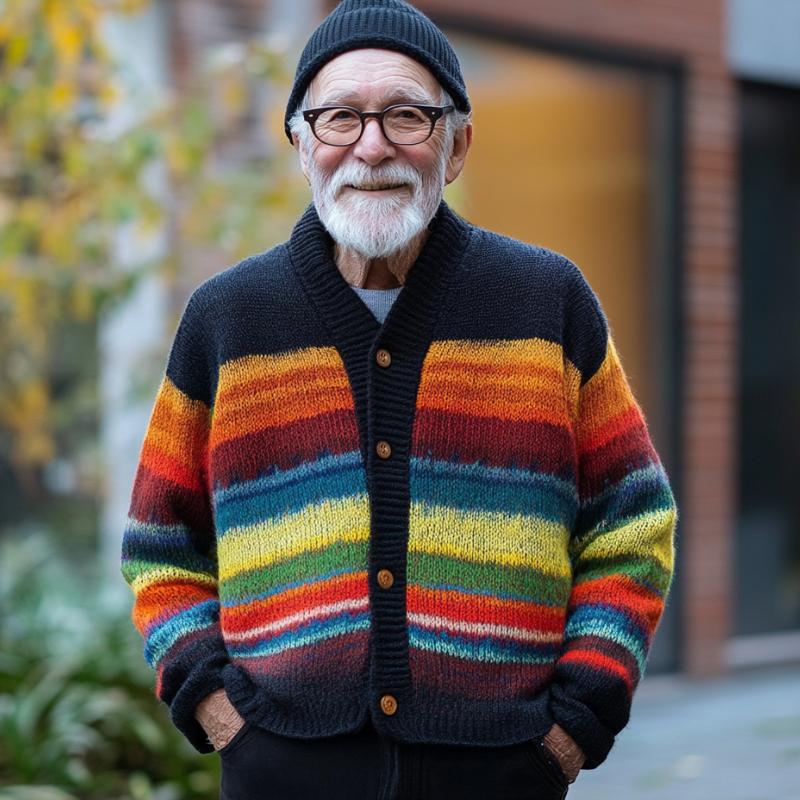 Aleksei | Retro Kleur Gestreept Gebreid Vest