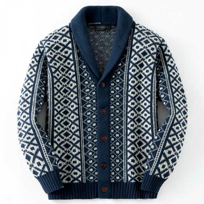 Arvin | Vintage gebreid jacquard vest met sjaalkraag