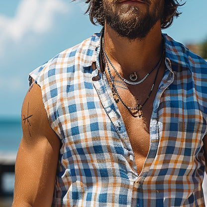 Ivan | Casual geruite mouwloze tank top